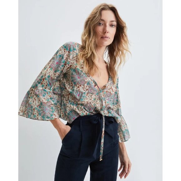 Veronica Beard Floral Print Long Sleeve Tie-Neck "Azel Blouse" Size 12 NWT! $298 - Picture 1 of 8